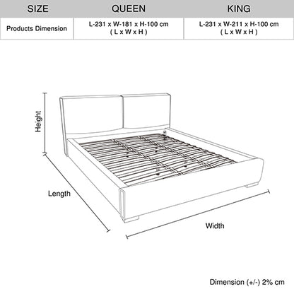 Louis Queen Bed Frame PU leather KD Slat in Wooden Legs