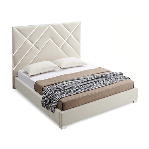 Matrix Luxe Queen Bed Frame – Upholstered, High-Quality Slats and Polished Feet