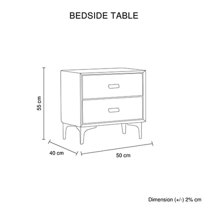 Estella Bedside Table MDF Construction Fabric Upholstery Iron Feet