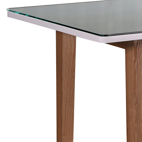 7-Piece Dining Suite: High Gloss White Table & 6 Wooden Chairs