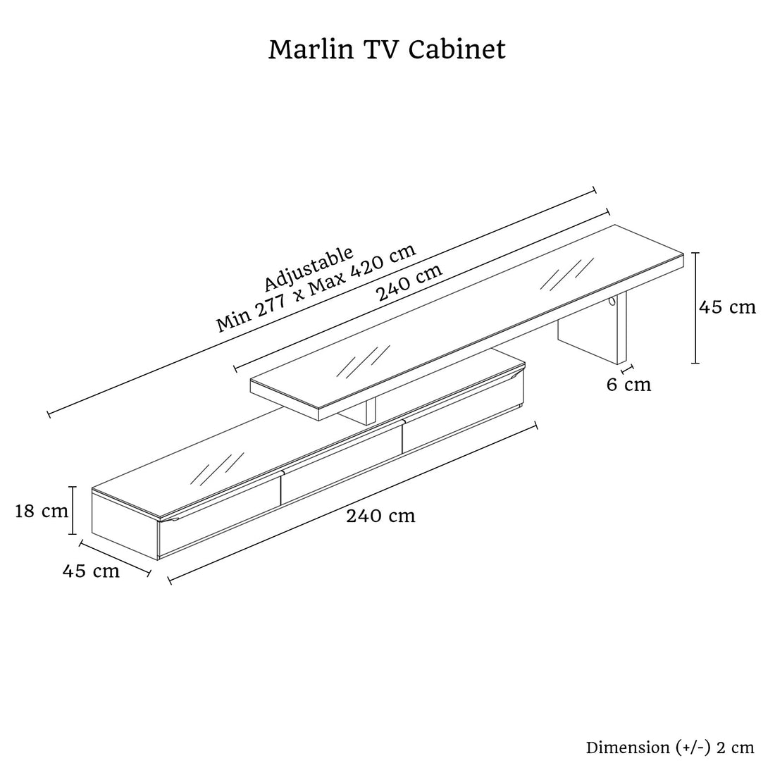 TV Cabinet with 3 Storage Drawers Extendable With Glossy MDF Entertainment Unit in Black Colour