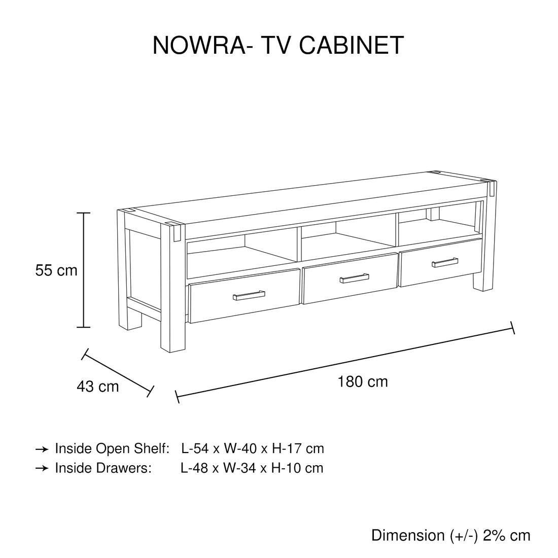 Nowra Acacia Wood TV Cabinet – Minimalist, Rustic &amp; Functional