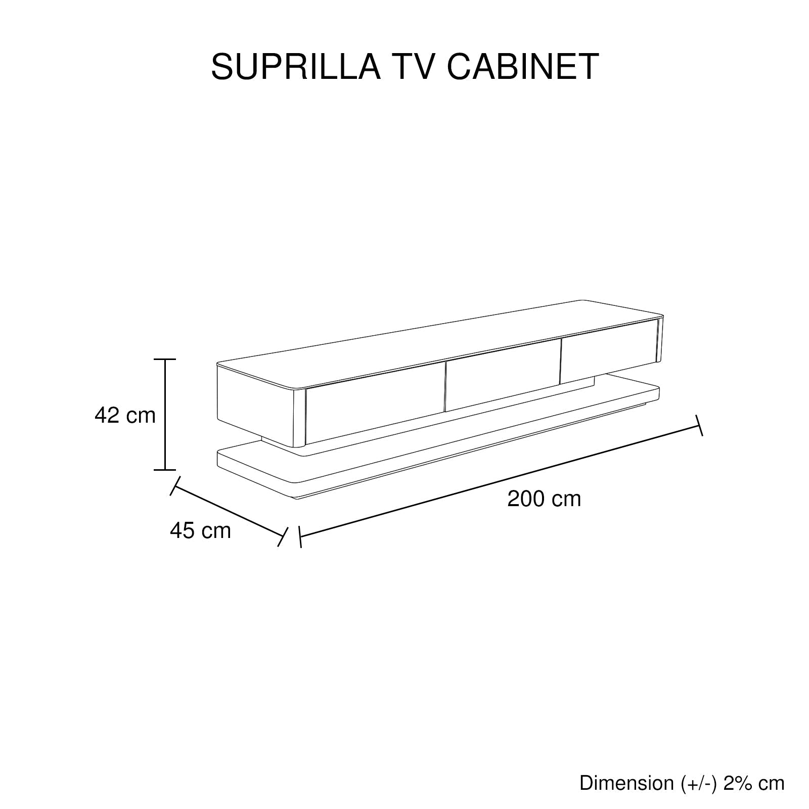 Suprilla Modern TV Cabinet – White High Gloss with Tempt Glass Top