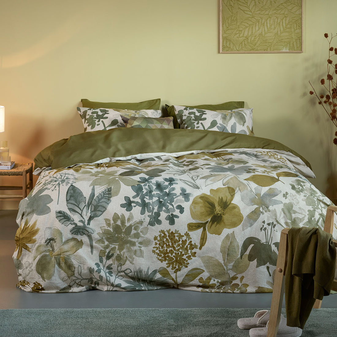 Bedding House Lilian Green 100% Cotton Percale Quilt Cover Set King