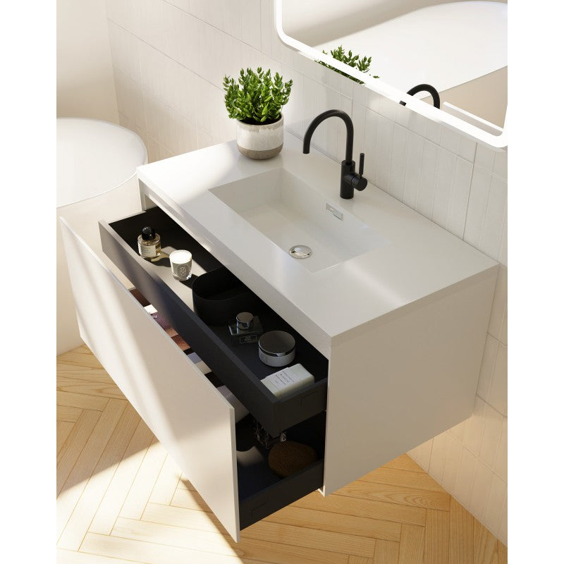 Prado wall hung bathroom vanity 750mm Gloss White