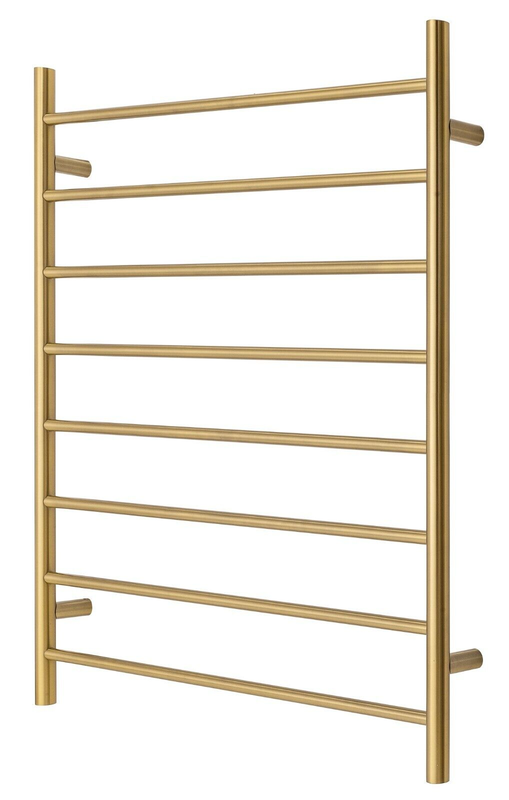 Premium Brushed Gold Heated Towel Rack - 8 Bars, Round Design (1000x850mm)