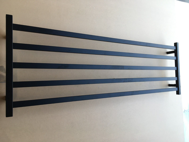 Matte Black Heated Towel Rack - 4 Bars, Square Design, 510x1500mm