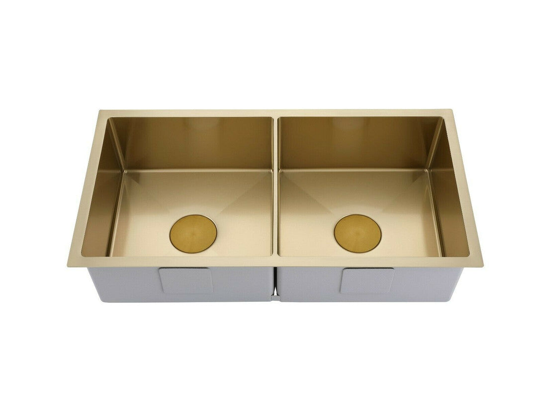 2023 Burnished Brass Gold 304 Stainless Steel Double Bowl Kitchen Sink