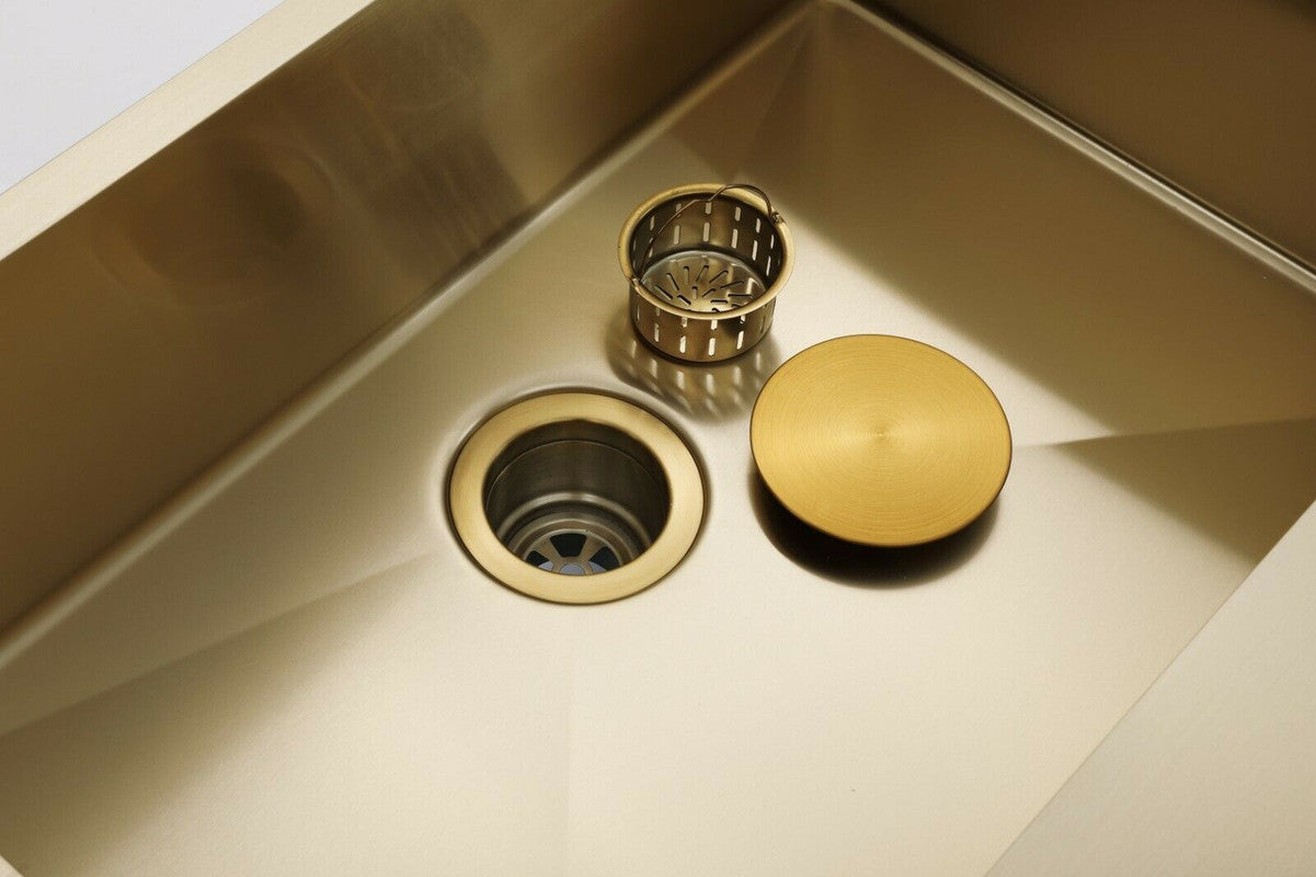 2023 Burnished Brass Gold 304 Stainless Steel Double Bowl Kitchen Sink