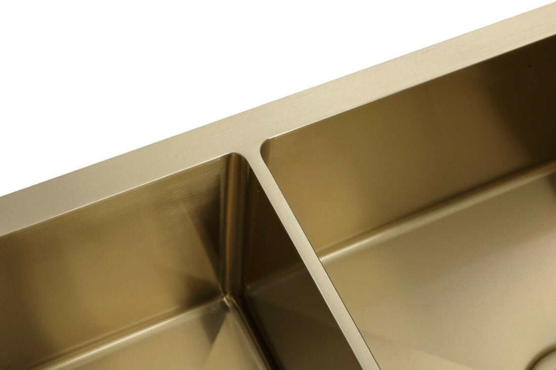 2023 Burnished Brass Gold 304 Stainless Steel Double Bowl Kitchen Sink