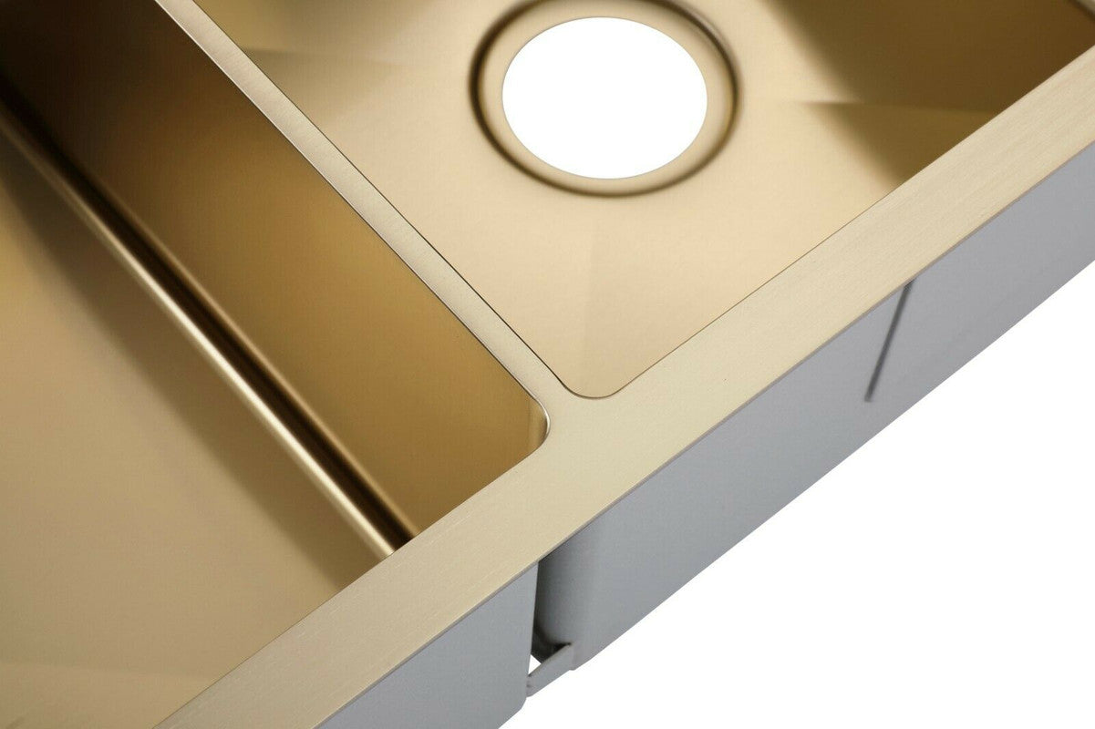 2023 Burnished Brass Gold 304 Stainless Steel Double Bowl Kitchen Sink