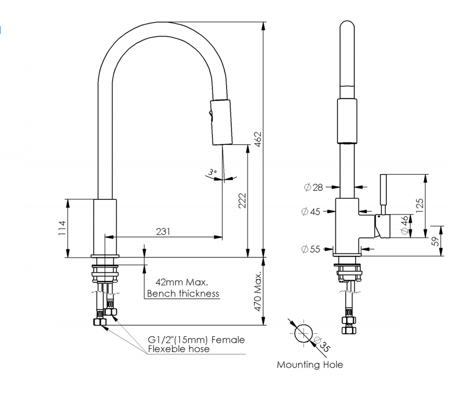 2023 Matte Black Pull-Out Kitchen Tap - Solid Stainless Steel, PVD Plated