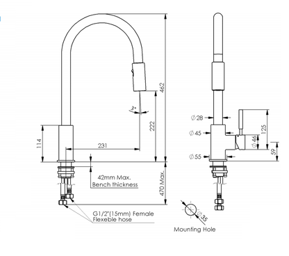 2023 Matte Black Pull-Out Kitchen Tap - Solid Stainless Steel, PVD Plated