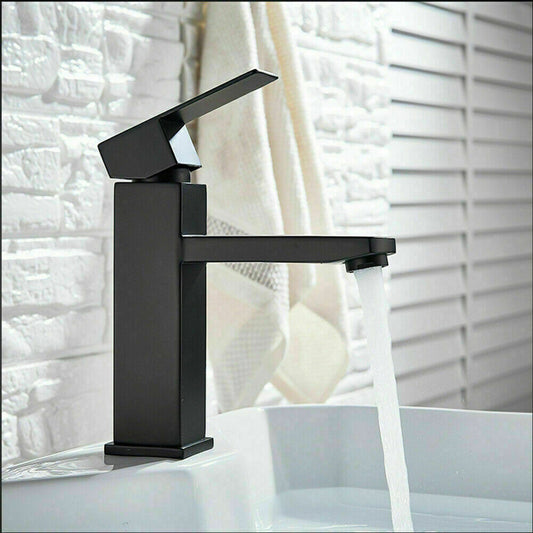 2021 Square Cube Basin Mount Tap - Matte Black Mixer Faucet