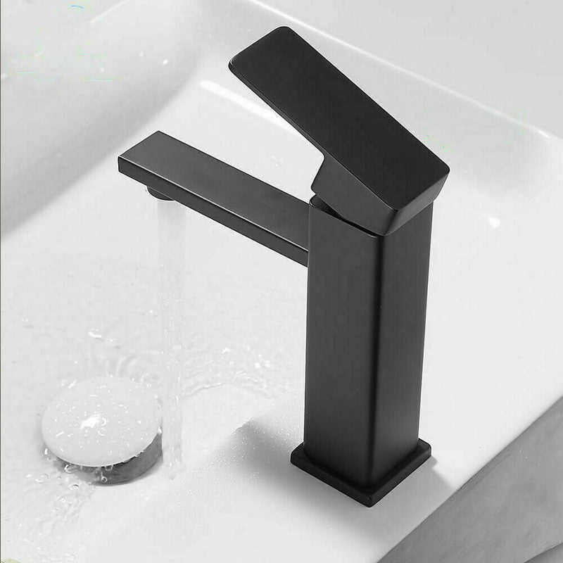 2021 Square Cube Basin Mount Tap - Matte Black Mixer Faucet