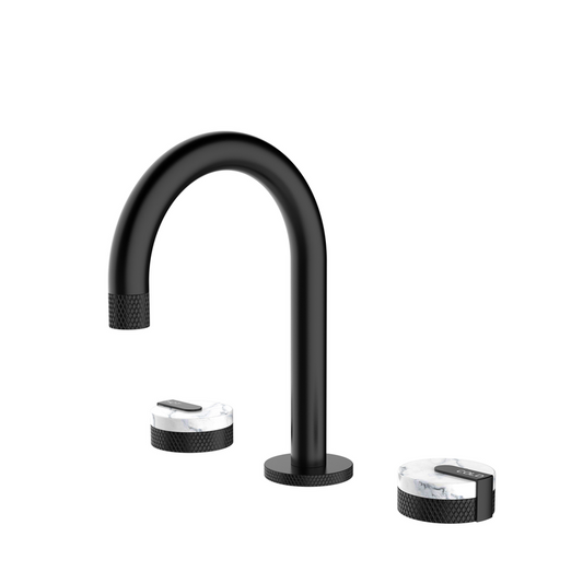 2021 New Marble Stone handle matte black wall taps 1/4 turn matte black pattern