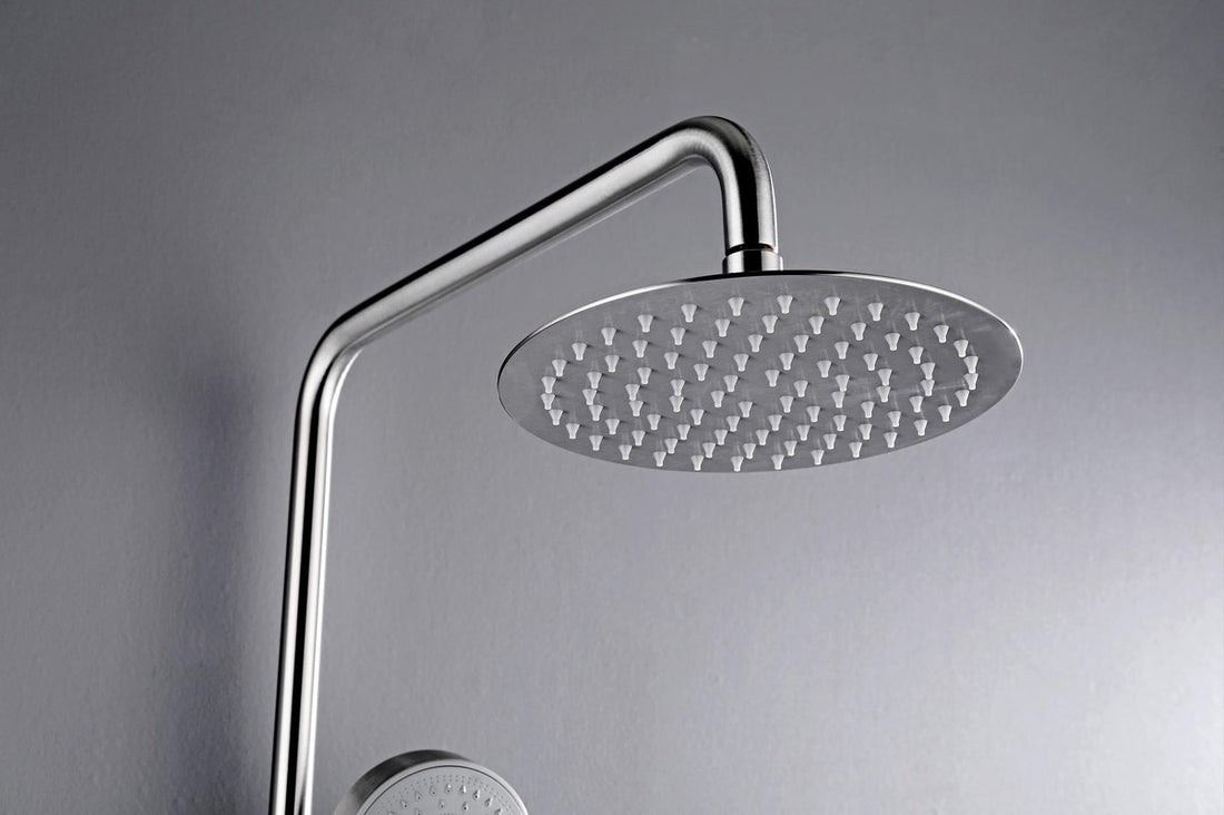 Brushed Nickel 304 Stainless Steel Shower Set with Diverter - 200mm Rain Head & Handheld Spray for Outdoor Use