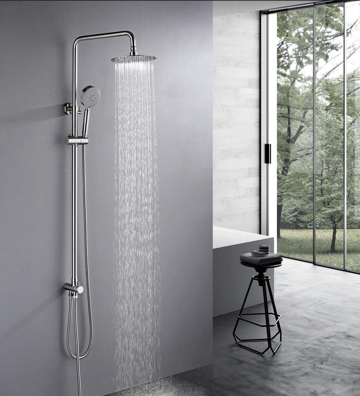 Brushed Nickel 304 Stainless Steel Shower Set with Diverter - 200mm Rain Head & Handheld Spray for Outdoor Use