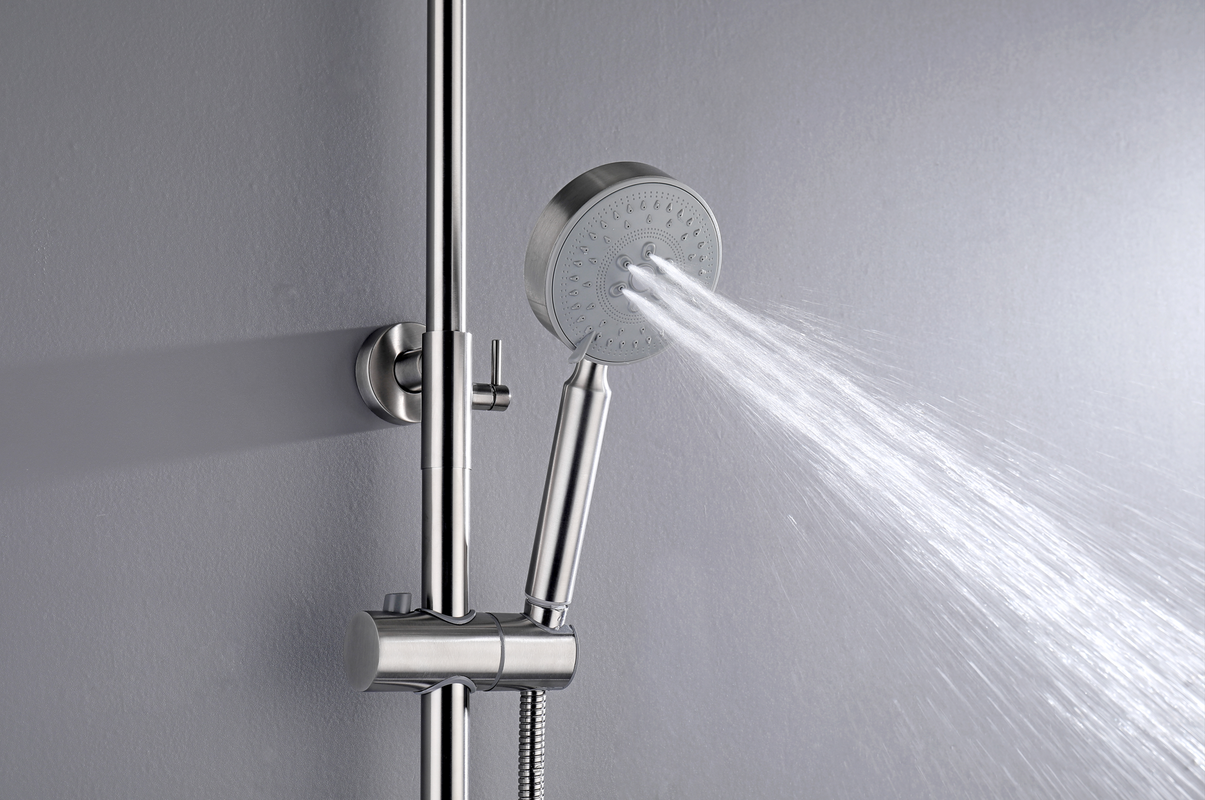 Brushed Nickel 304 Stainless Steel Shower Set with Diverter - 200mm Rain Head & Handheld Spray for Outdoor Use