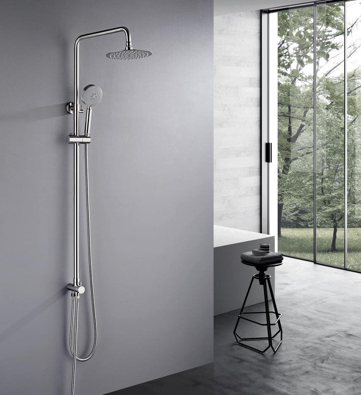 Brushed Nickel 304 Stainless Steel Shower Set with Diverter - 200mm Rain Head & Handheld Spray for Outdoor Use