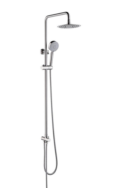 Brushed Nickel 304 Stainless Steel Shower Set with Diverter - 200mm Rain Head & Handheld Spray for Outdoor Use