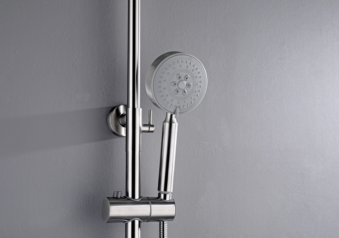 Brushed Nickel 304 Stainless Steel Shower Set with Diverter - 200mm Rain Head & Handheld Spray for Outdoor Use