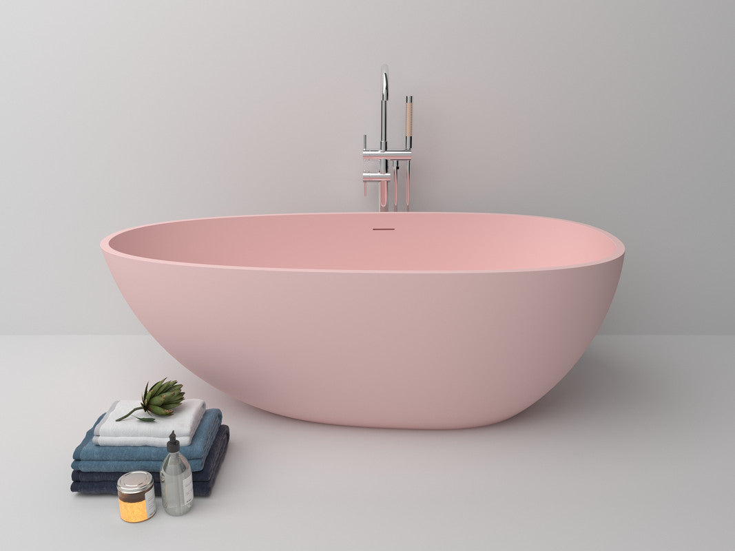 Egg Shaped Cast stone - Solid Surface Bath 1700mm Length Pink