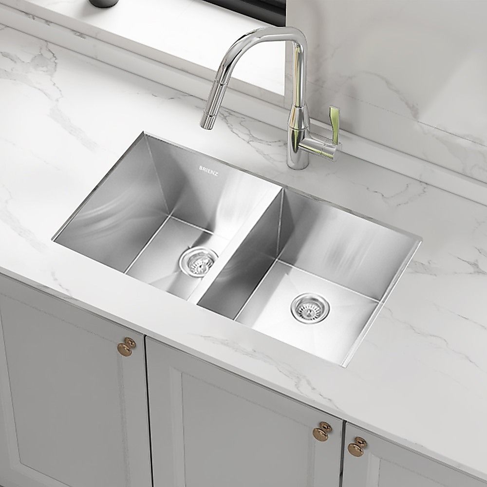 820x457mm Handmade 1.2mm Stainless Steel Undermount Topmount Kitchen Laundry Sink with Waste