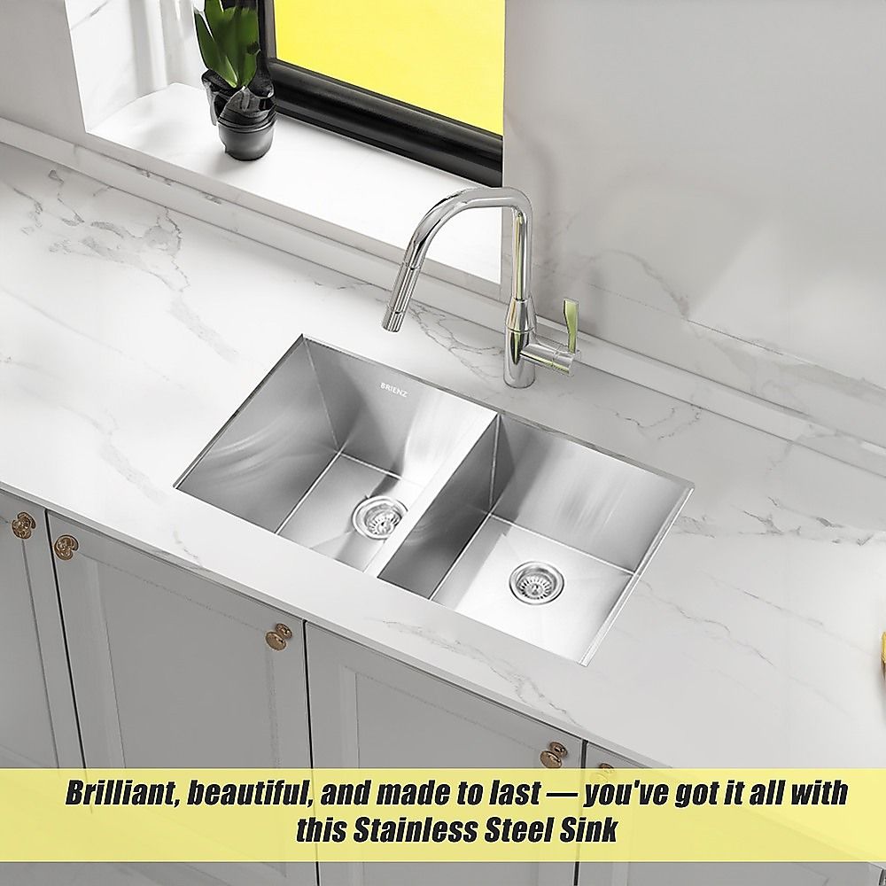 820x457mm Handmade 1.2mm Stainless Steel Undermount Topmount Kitchen Laundry Sink with Waste