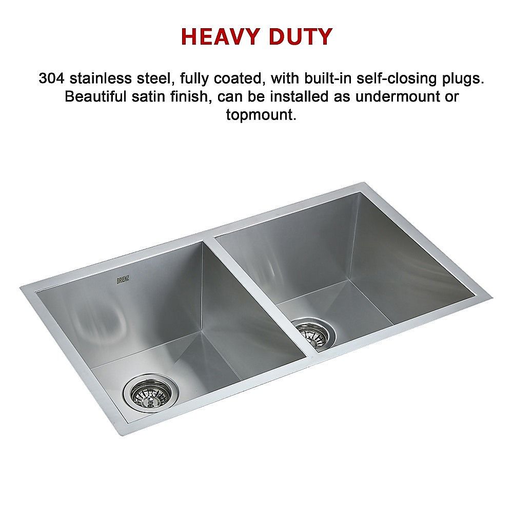 820x457mm Handmade 1.2mm Stainless Steel Undermount Topmount Kitchen Laundry Sink with Waste