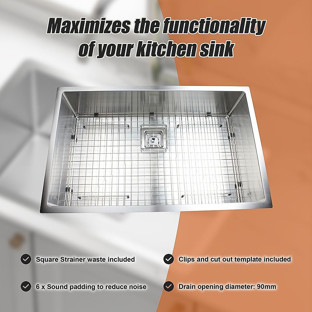 810x505mm Handmade 1.5mm Stainless Steel Kitchen Sink with Waste and Grid