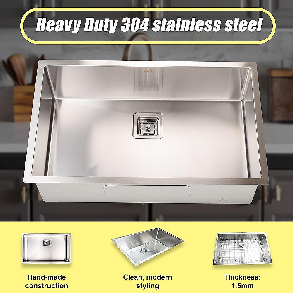 810x505mm Handmade 1.5mm Stainless Steel Kitchen Sink with Waste and Grid