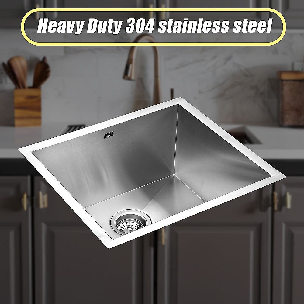 510x450mm Handmade 1mm 20 Gauge Stainless Steel Kitchen Laundry Sink with Waste
