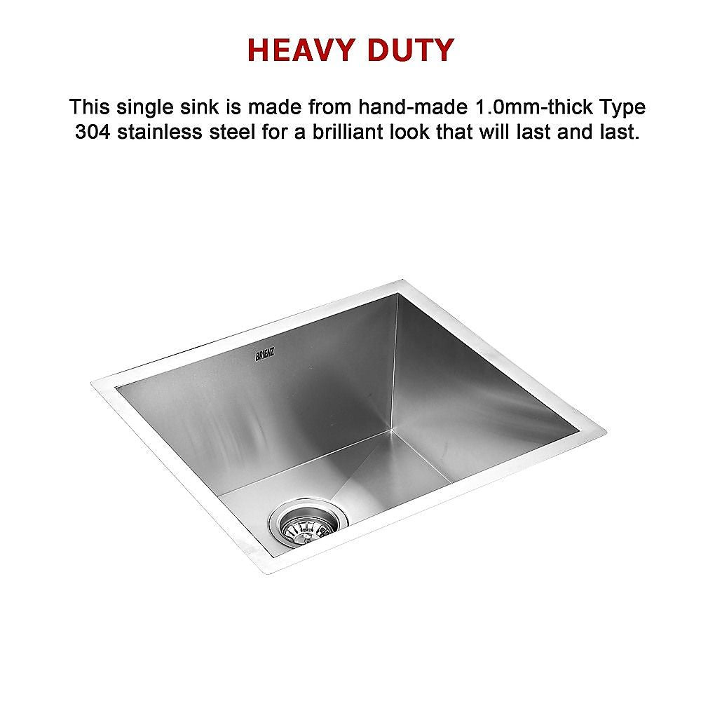 510x450mm Handmade 1mm 20 Gauge Stainless Steel Kitchen Laundry Sink with Waste