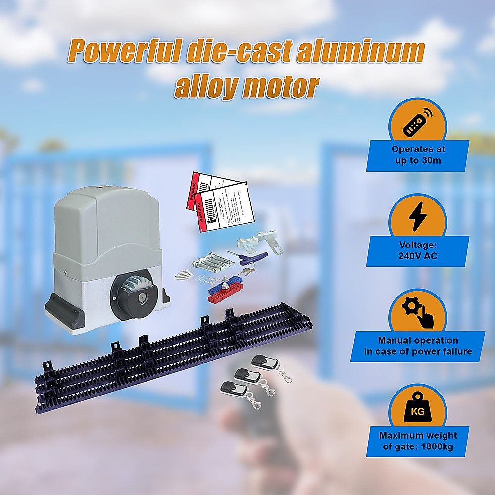 1800KG Auto Slide Sliding Gate Opener Automatic w 4m Rail