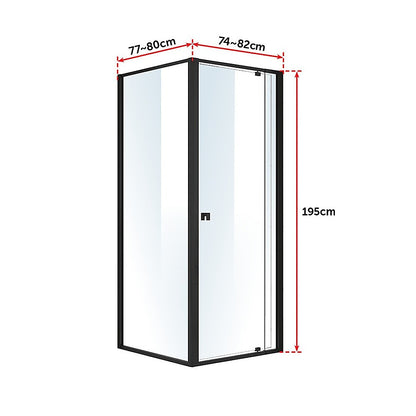 Semi Frameless Shower Screen (74~82)x 195cm & (77~80)x 195cm Side AS/NZS Glass