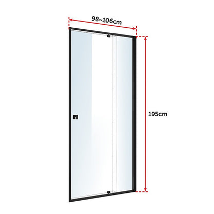 Adjustable Semi Frameless Shower Screen (98~106) x 195cm Australian Safety Glass