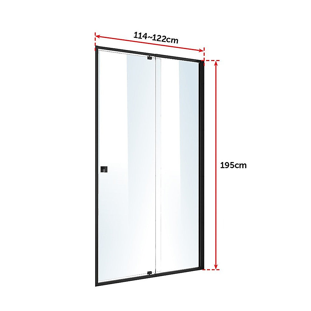 Adjustable Semi Frameless Shower Screen (114~122) x 195cm Australian Safety Glass