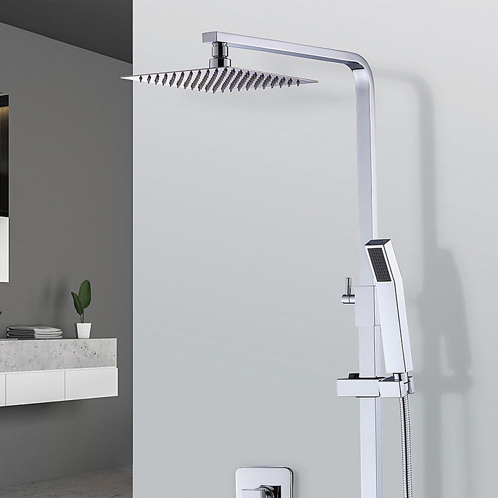 WELS 8" High-Pressure Square Dual Head Rain Shower Set with Handheld Sprayer