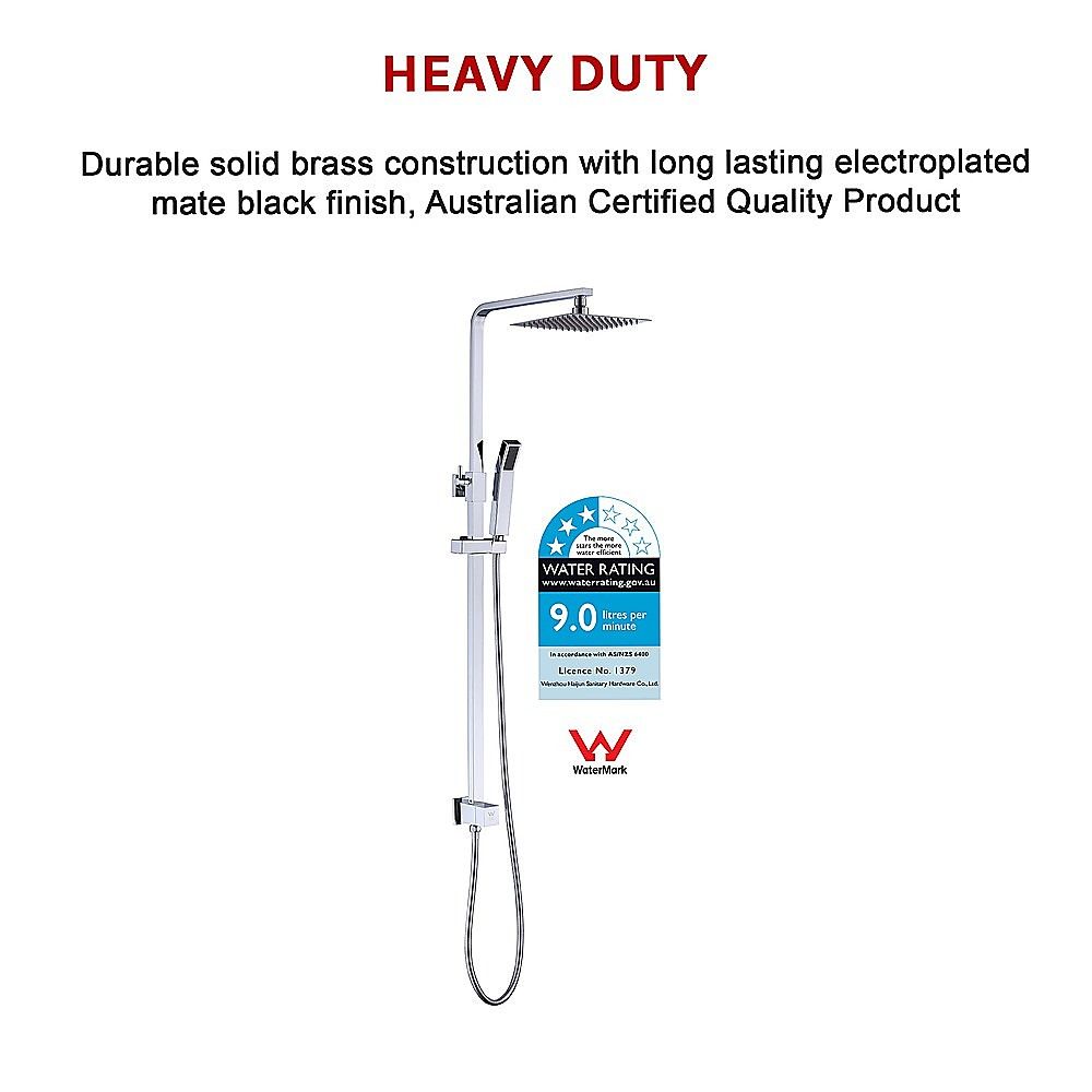 WELS 8" High-Pressure Square Dual Head Rain Shower Set with Handheld Sprayer