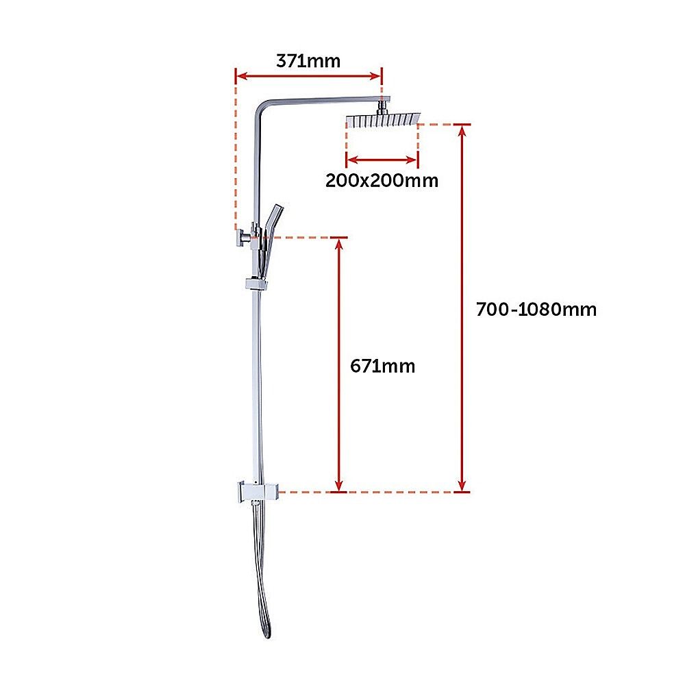 WELS 8" High-Pressure Square Dual Head Rain Shower Set with Handheld Sprayer