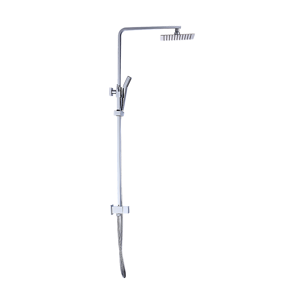 WELS 8" High-Pressure Square Dual Head Rain Shower Set with Handheld Sprayer