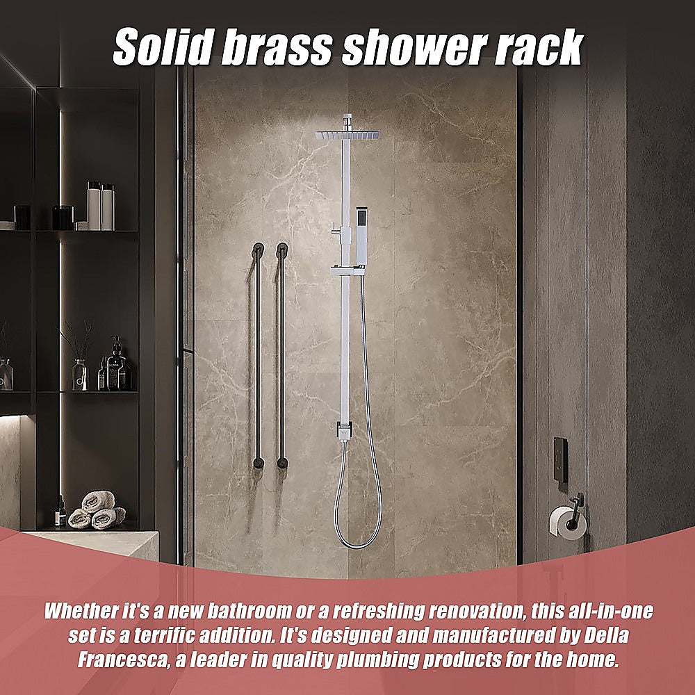 WELS 8" High-Pressure Square Dual Head Rain Shower Set with Handheld Sprayer