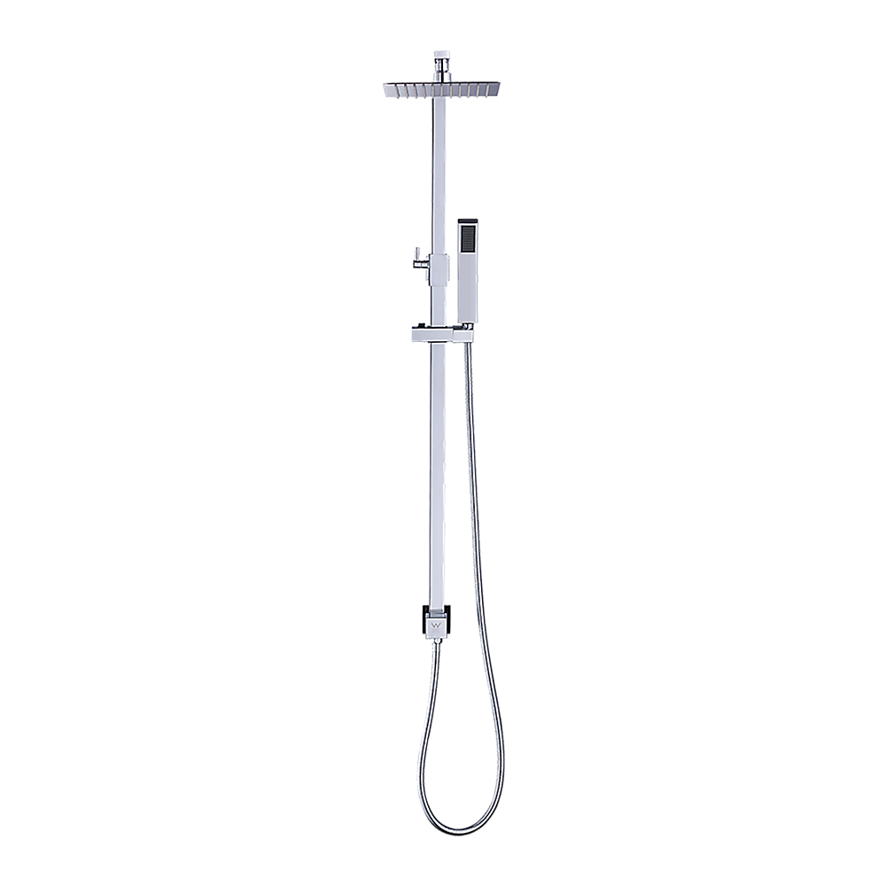 WELS 8" High-Pressure Square Dual Head Rain Shower Set with Handheld Sprayer
