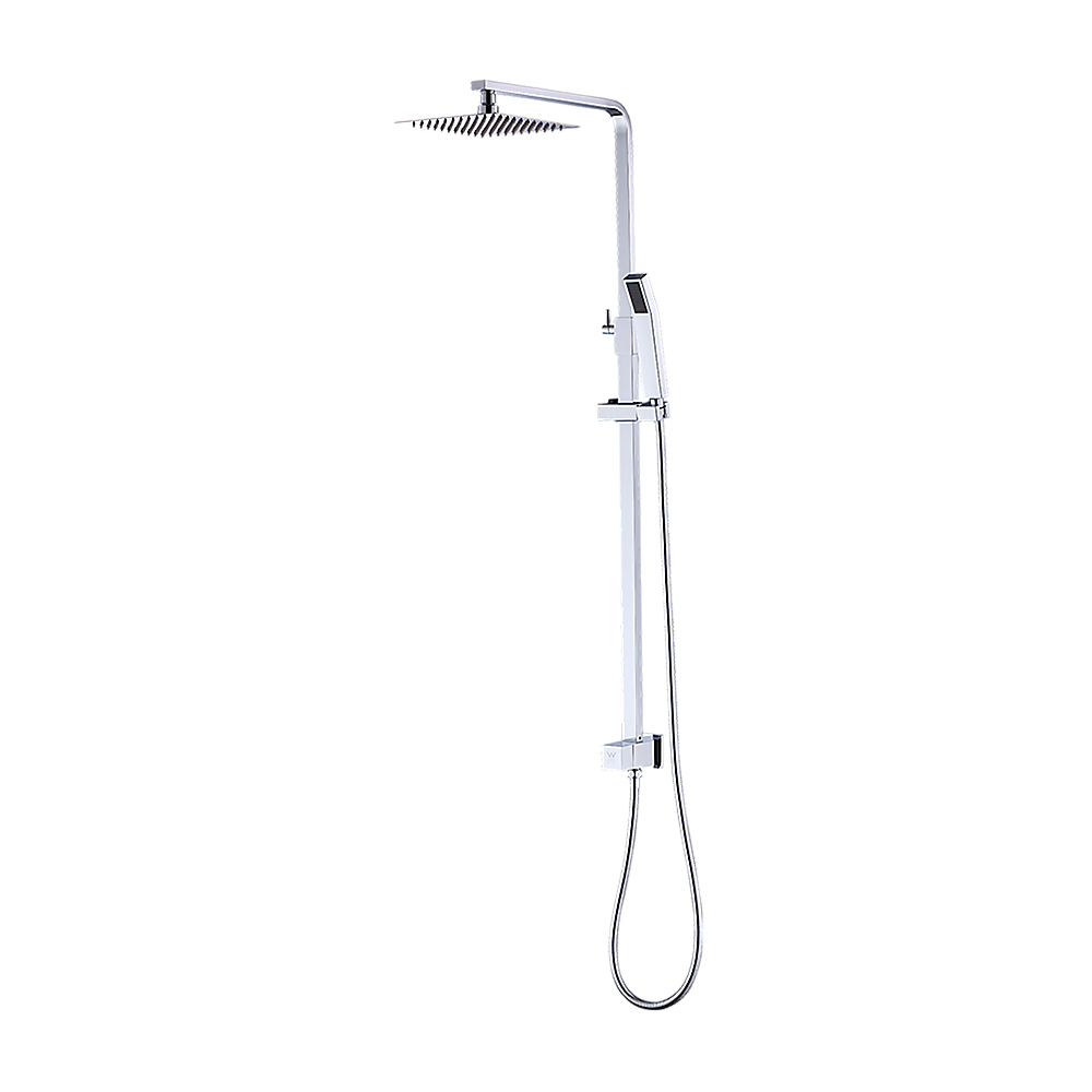 WELS 8" High-Pressure Square Dual Head Rain Shower Set with Handheld Sprayer