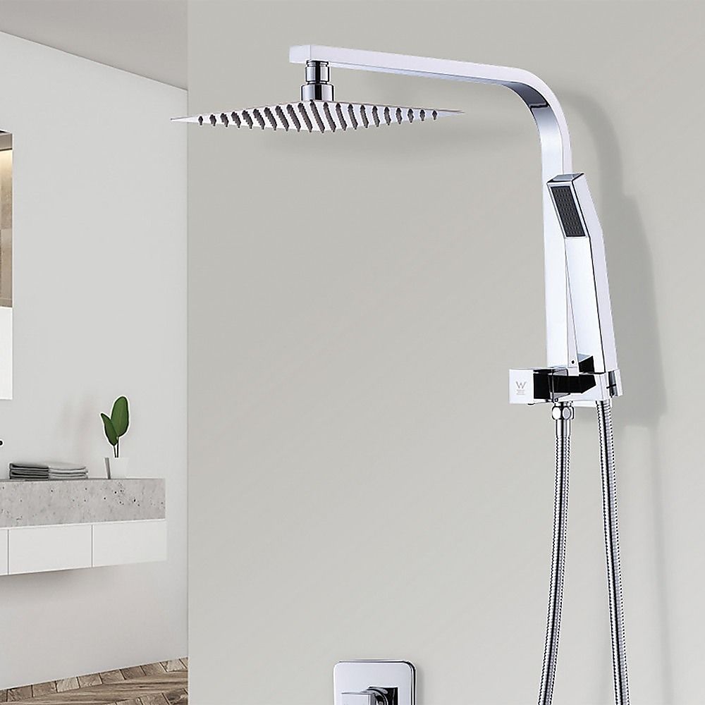WELS 8" Square Rain Shower Head Set - Dual High-Pressure Handheld Faucet