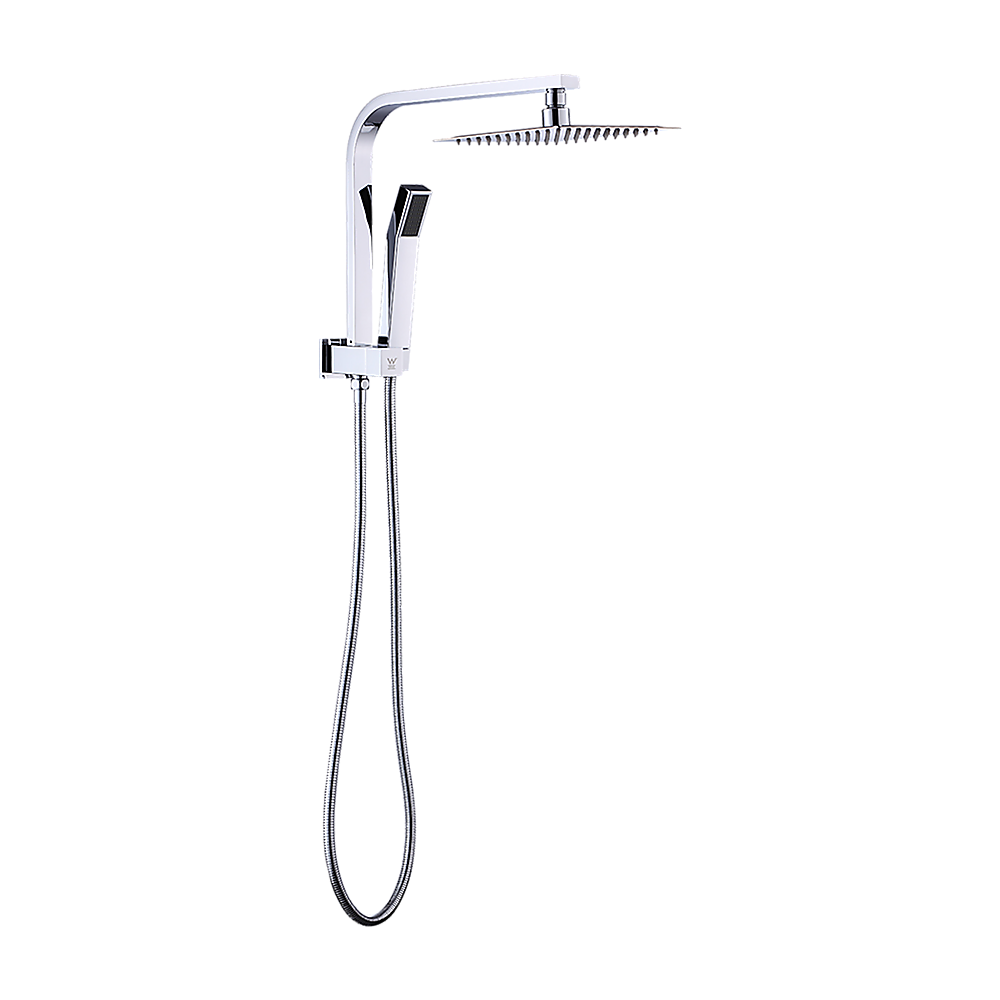 WELS 8" Square Rain Shower Head Set - Dual High-Pressure Handheld Faucet