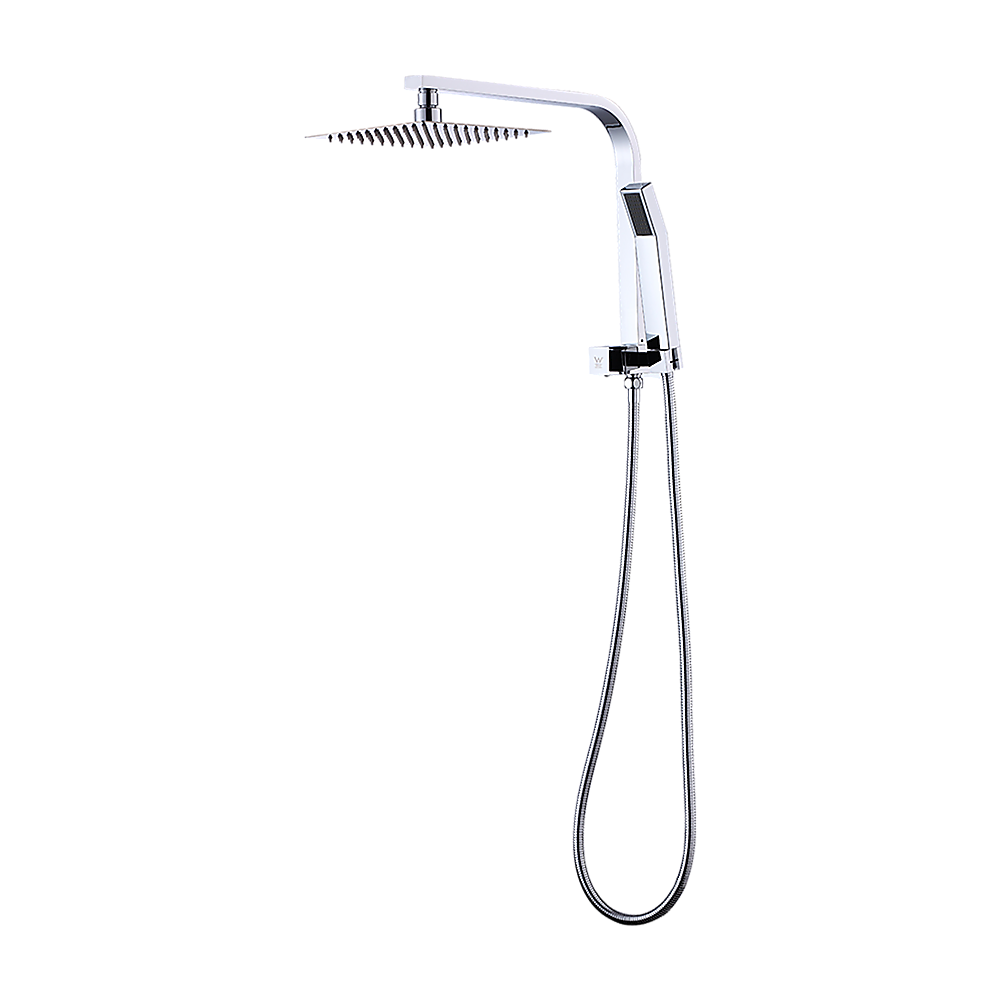 WELS 8" Square Rain Shower Head Set - Dual High-Pressure Handheld Faucet