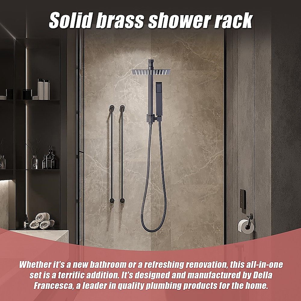 WELS 8" High-Pressure Square Dual Head Rain Shower Set with Handheld Faucet
