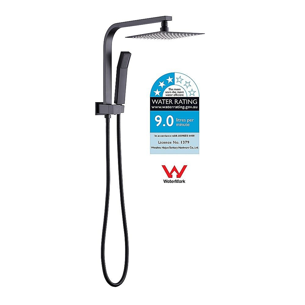WELS 8" High-Pressure Square Dual Head Rain Shower Set with Handheld Faucet